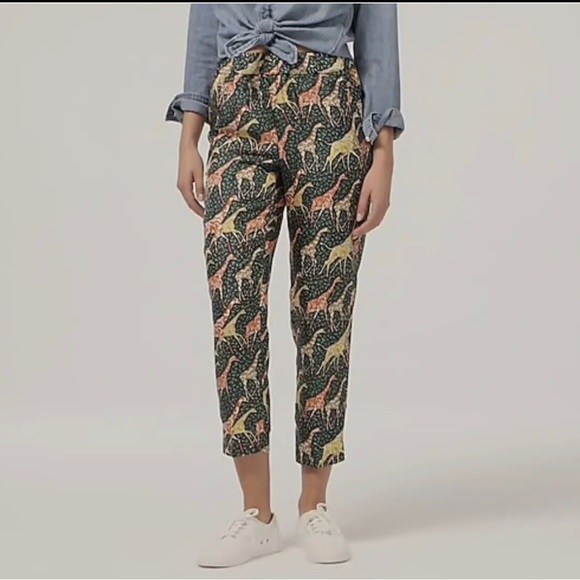 J. CREW COLLECTION Pull-on Silk-twill pant in giraffes Size 0 NWT $148 AQ641 - Picture 3 of 7